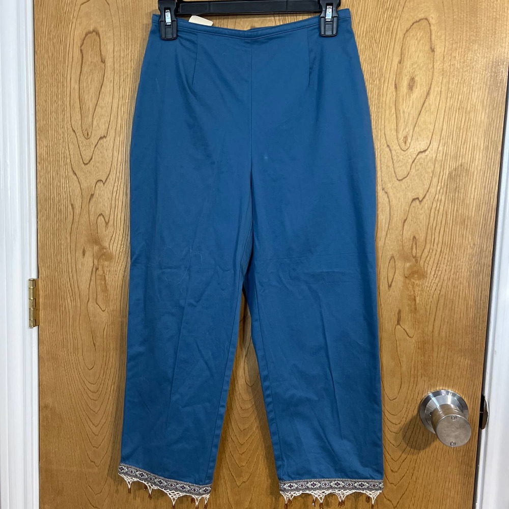 St John's Bay "ink blue" capris beading detail